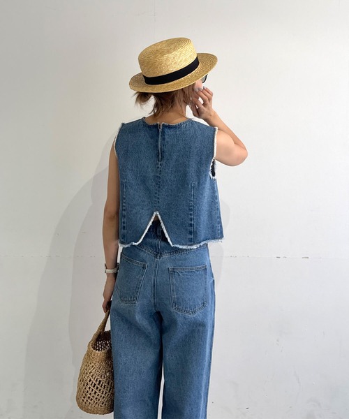 GIDEAL フリンジデニムセットアップ　size2 ジャケット＆パンツ GIDEAL フリンジデニムセットアップsize2 ジャケット＆パンツ