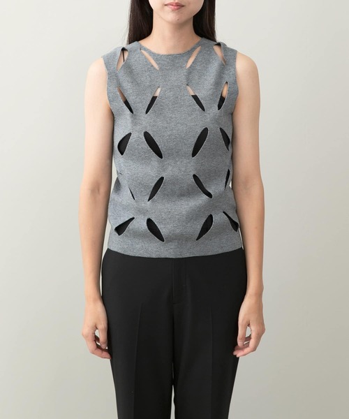 URBAN RESEARCH ROSSO WOMEN(アーバンリサーチ ロッソ)の「『別注』leinwande×ROSSO Flower Knitted Top(ニット/セーター・レディース・グレー/ホワイト・FREE)」の9枚目の写真