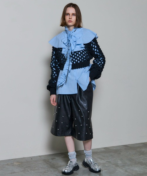 セール】Studs Leather Shorts/スタッズレザーショートパンツ【MAISON