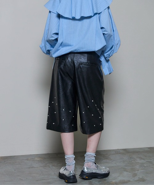 セール】Studs Leather Shorts/スタッズレザーショートパンツ【MAISON