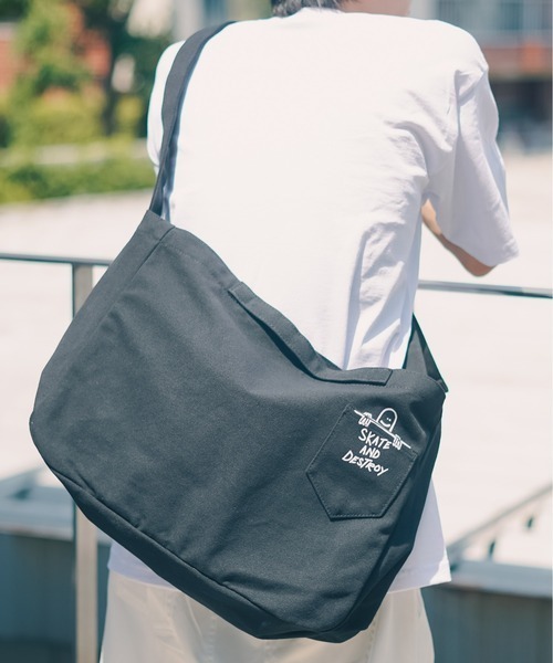 THRASHER(スラッシャー)の「【THRASHER/スラッシャー】Shoulder Bag 2WAY ショルダーバッグ ハンドバッグ キャンバス(ショルダーバッグ・メンズ・ブラック/オフホワイト・FREE)」の2枚目の写真