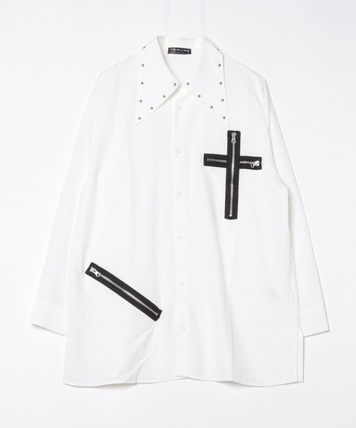TRAVAS TOKYO(トラバス トウキョウ)の「『TRAVAS TOKYO/トラバス トーキョー』テープ付きネクタイシャツ(シャツ/ブラウス・レディース・ブラック×ホワイト/ホワイト・FREE)」の6枚目の写真