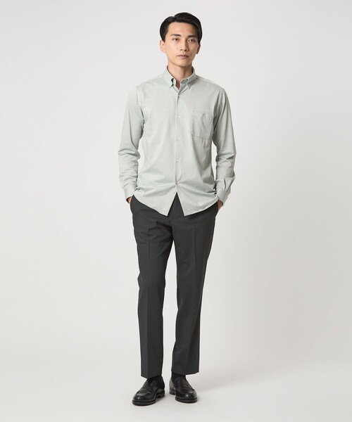 green label relaxing（グリーンレーベルリラクシング）の「エブリット TC ジャージー スナップ ボタンダウン シャツ -イージーアイロン・吸水速乾・抗菌-（ビジネスシャツ・メンズ・ライトグレー/ライトブルー/ライム・M/L/S/XL）」の7枚目の写真