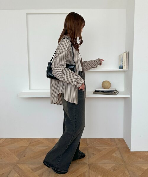 新色追加/ユニセックス】オーバーダイタックデニムワイドパンツ