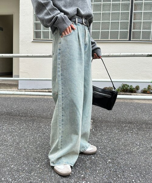 DISCOAT（ディスコート）の「【新色追加/ユニセックス】オーバーダイタックデニムワイドパンツ（デニムパンツ・レディース・インディゴブルー/ブラック・LARGE/MEDIUM/SMALL）」の17枚目の写真