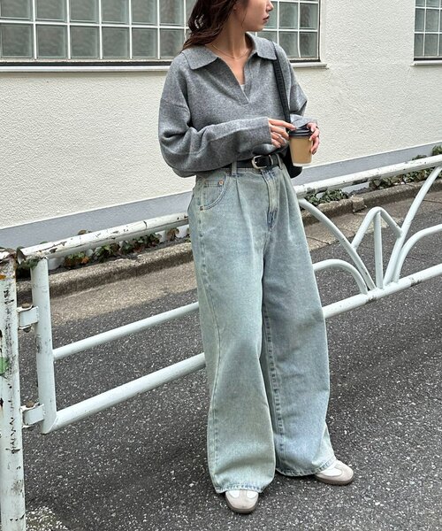 DISCOAT（ディスコート）の「【新色追加/ユニセックス】オーバーダイタックデニムワイドパンツ（デニムパンツ・レディース・インディゴブルー/ブラック・LARGE/MEDIUM/SMALL）」の20枚目の写真