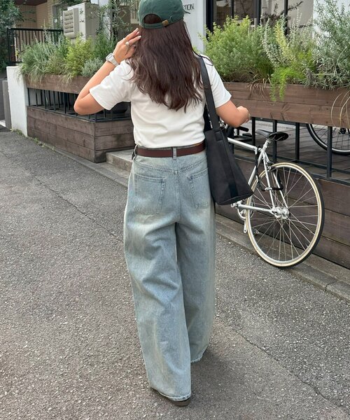 【新品・タグ付】DISCOAT オーバーダイタックデニムワイドパンツ 新色追加/ユニセックス】オーバーダイタックデニムワイドパンツ