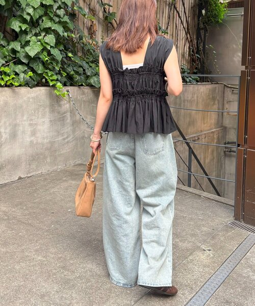 【新品・タグ付】DISCOAT オーバーダイタックデニムワイドパンツ 新色追加/ユニセックス】オーバーダイタックデニムワイドパンツ