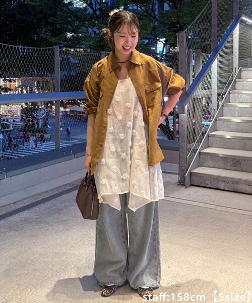 新色追加/ユニセックス】オーバーダイタックデニムワイドパンツ