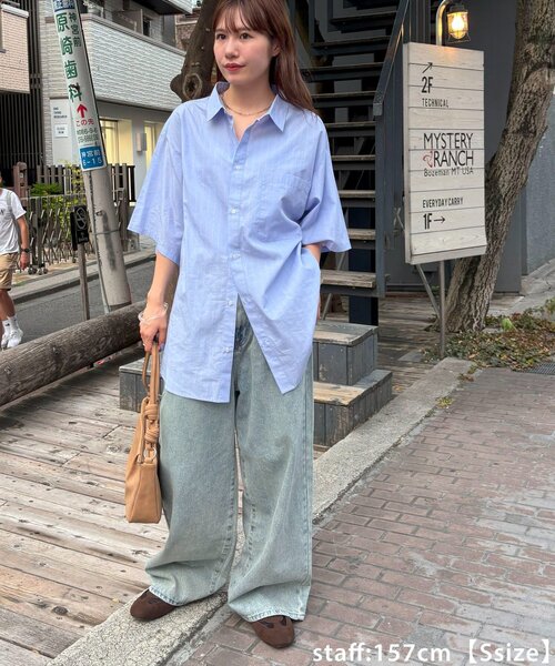 新色追加/ユニセックス】オーバーダイタックデニムワイドパンツ