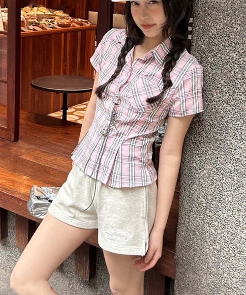 UP START(アップスタート)の「【LAMPOON】ピンクチェックシャツ(シャツ/ブラウス・レディース・ピンク・MEDIUM/LARGE/SMALL)」の5枚目の写真