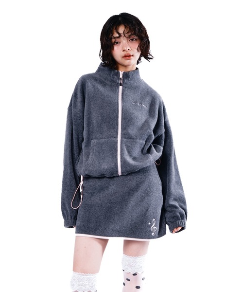 フリースジップバイカラーブルゾン　フリースバイカラーミニスカート Smyeon セール】Fleece mini skirt/フリースバイカラーミニスカート（スカート