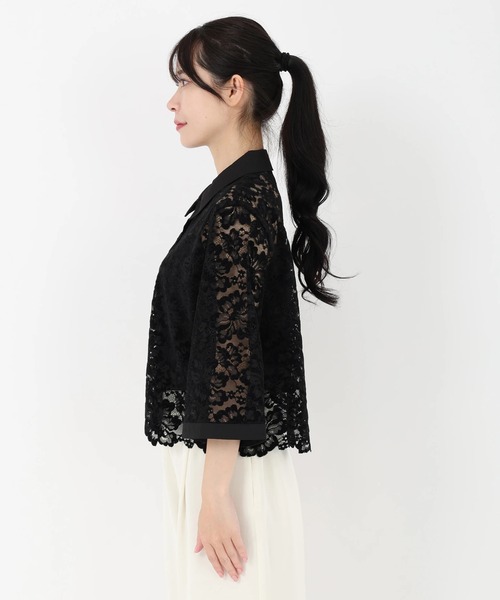 STRAWBERRY-FIELDS（ストロベリーフィールズ）の「レリーフレース_起毛レースシャツ（シャツ/ブラウス・レディース・オフホワイト/ブラック・2）」の6枚目の写真