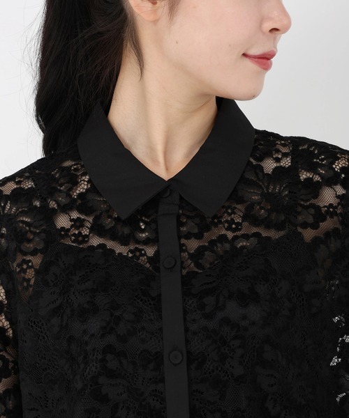 STRAWBERRY-FIELDS（ストロベリーフィールズ）の「レリーフレース_起毛レースシャツ（シャツ/ブラウス・レディース・オフホワイト/ブラック・2）」の8枚目の写真