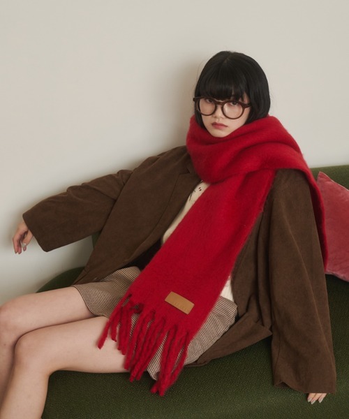 REMOON（リムーン）の「ボリュームフリンジマフラー（マフラー・レディース・オフホワイト/チェック/レッド・FREE）」の15枚目の写真