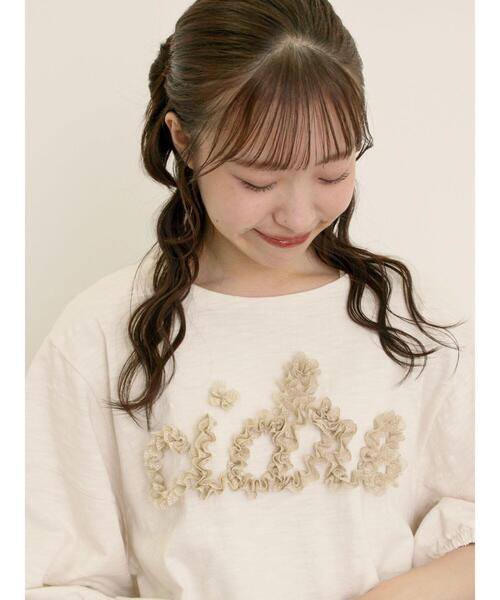 Samansa Mos2(サマンサ モスモス)の「【接触冷感】レースコード刺繍パフスリーブTシャツ(Tシャツ/カットソー・レディース・ベージュ/キナリ/ブラック・F)」の4枚目の写真