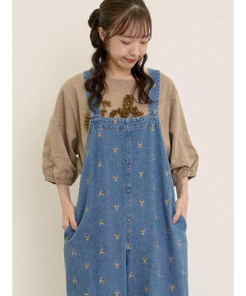 Samansa Mos2(サマンサ モスモス)の「【接触冷感】レースコード刺繍パフスリーブTシャツ(Tシャツ/カットソー・レディース・ベージュ/キナリ/ブラック・F)」の12枚目の写真