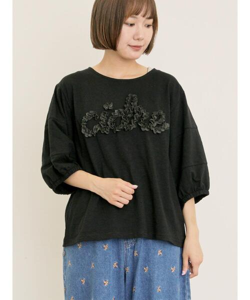 MOGA パフスリーブTシャツ 接触冷感】レースコード刺繍パフスリーブTシャツ（Tシャツ