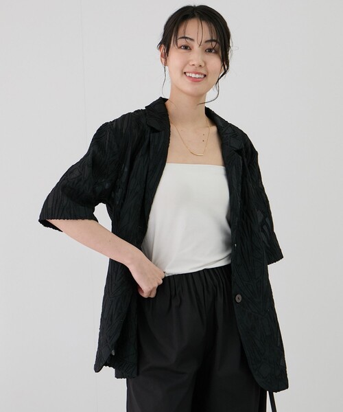 Jayro(ジャイロ)の「5分袖テーラージャケット(テーラードジャケット・レディース・ホワイト系その他/ブラック・M)」の6枚目の写真