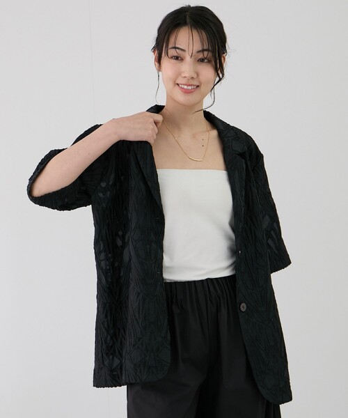 Jayro(ジャイロ)の「5分袖テーラージャケット(テーラードジャケット・レディース・ホワイト系その他/ブラック・M)」の7枚目の写真