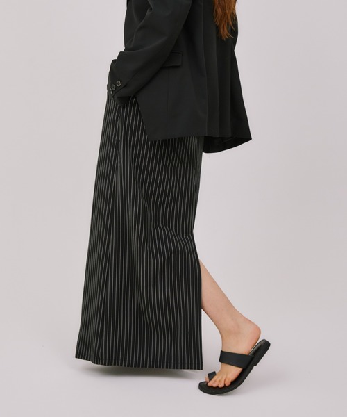 LIENCOEUR（リアンクール）の「フラップストライプスカート（スカート・レディース・グレー/ダークグレー・FREE）」の3枚目の写真