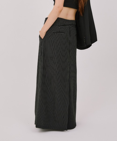 LIENCOEUR（リアンクール）の「フラップストライプスカート（スカート・レディース・グレー/ダークグレー・FREE）」の4枚目の写真