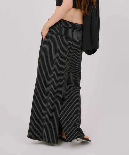 LIENCOEUR（リアンクール）の「フラップストライプスカート（スカート・レディース・グレー/ダークグレー・FREE）」の6枚目の写真