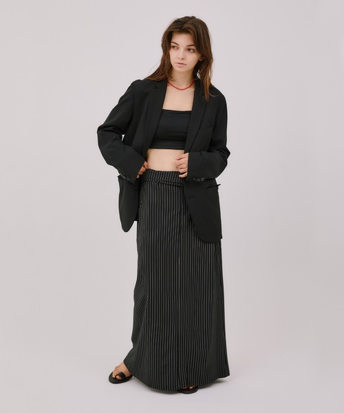 LIENCOEUR（リアンクール）の「フラップストライプスカート（スカート・レディース・グレー/ダークグレー・FREE）」の12枚目の写真