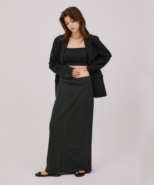 LIENCOEUR（リアンクール）の「フラップストライプスカート（スカート・レディース・グレー/ダークグレー・FREE）」の13枚目の写真