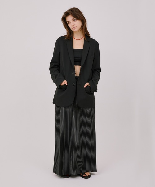 LIENCOEUR（リアンクール）の「フラップストライプスカート（スカート・レディース・グレー/ダークグレー・FREE）」の9枚目の写真