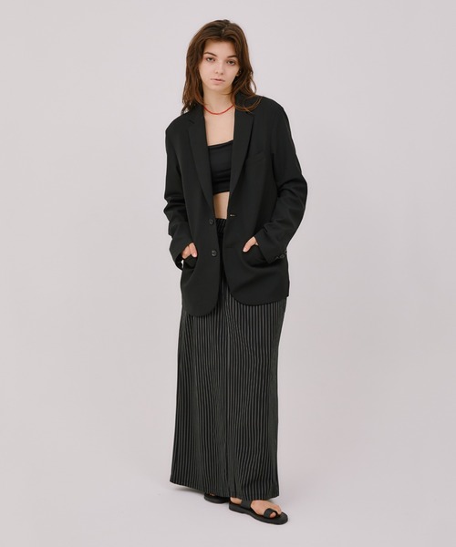 LIENCOEUR（リアンクール）の「フラップストライプスカート（スカート・レディース・グレー/ダークグレー・FREE）」の8枚目の写真