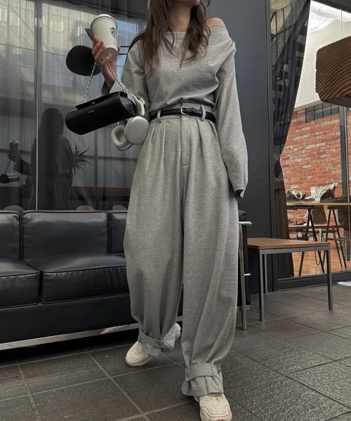 WILLFULLY（ウィルフリー）の「asymmetry drape neck tops（Tシャツ/カットソー・レディース・ブラック/グレー/オートミール・FREE）」の21枚目の写真