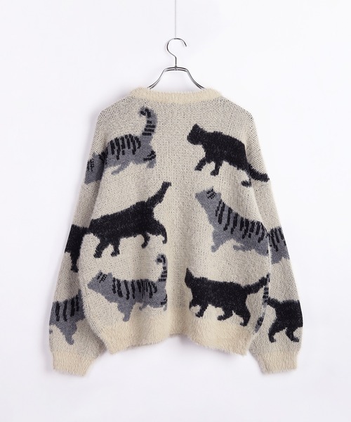 WESTSEA(ウエストシー)の「ふわふわシャギーニット 猫 クルーネック(ニット/セーター・メンズ・ブラック/アイボリー/ブラウン・L/M)」の7枚目の写真