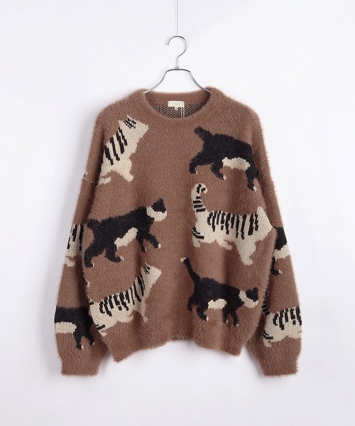 WESTSEA(ウエストシー)の「ふわふわシャギーニット 猫 クルーネック(ニット/セーター・メンズ・ブラック/アイボリー/ブラウン・L/M)」の14枚目の写真