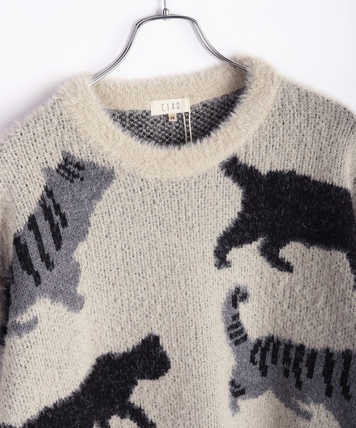WESTSEA(ウエストシー)の「ふわふわシャギーニット 猫 クルーネック(ニット/セーター・メンズ・ブラック/アイボリー/ブラウン・L/M)」の19枚目の写真
