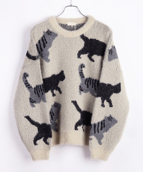 WESTSEA(ウエストシー)の「ふわふわシャギーニット 猫 クルーネック(ニット/セーター・メンズ・ブラック/アイボリー/ブラウン・L/M)」の18枚目の写真