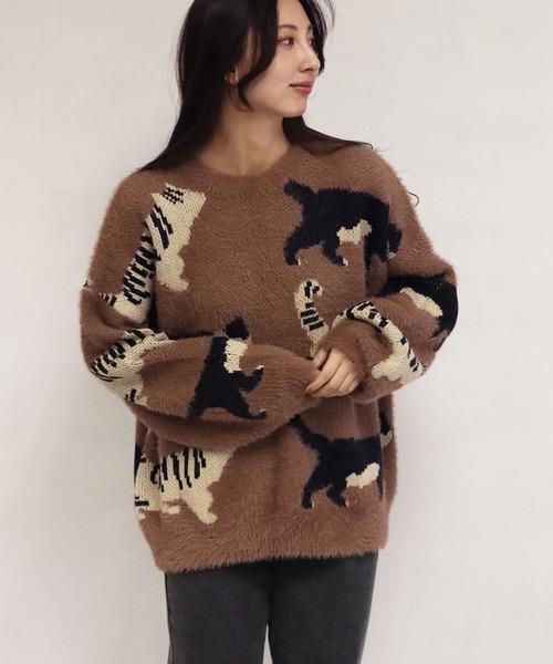 WESTSEA(ウエストシー)の「ふわふわシャギーニット 猫 クルーネック(ニット/セーター・メンズ・ブラック/アイボリー/ブラウン・L/M)」の20枚目の写真