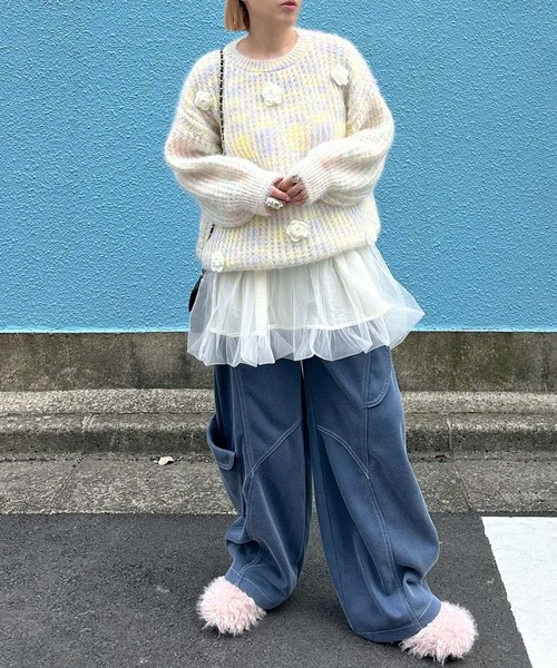 Alley Tokyo(アリートーキョー)の「お花モチーフニット(ニット/セーター・レディース・ピンク/イエロー・FREE)」の8枚目の写真