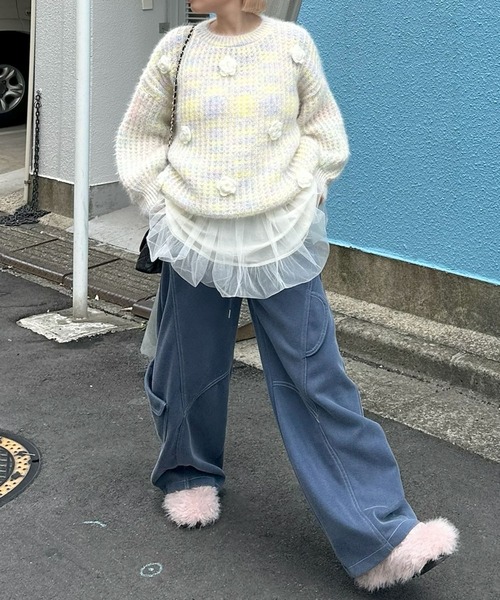 Alley Tokyo(アリートーキョー)の「お花モチーフニット(ニット/セーター・レディース・ピンク/イエロー・FREE)」の10枚目の写真