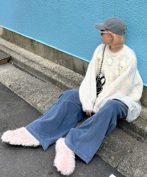Alley Tokyo(アリートーキョー)の「お花モチーフニット(ニット/セーター・レディース・ピンク/イエロー・FREE)」の11枚目の写真