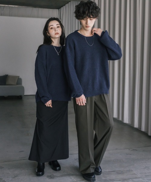 黒◆Sサイズ/長袖ニット セーター モヘアライクオーバーサイズニット（ニット/セーター