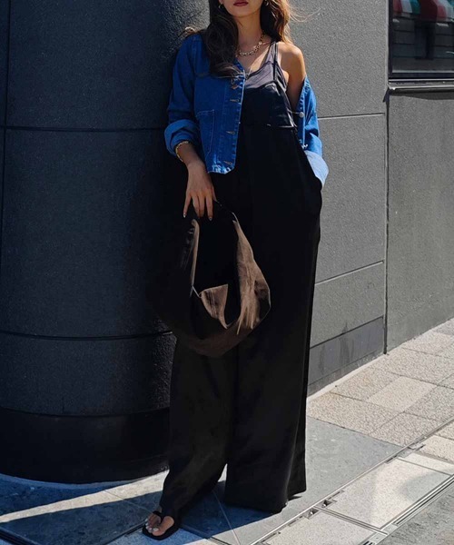 esutoreja（エストレジャ）の「サテンキャミソールオールインワン（つなぎ/オールインワン・レディース・グレイッシュベージュ/ブラック・FREE）」の11枚目の写真