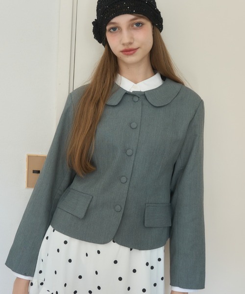 Birthday room（バースデイルーム）の「丸襟ジャケット/round-collar jacket（テーラードジャケット・レディース・グレー・FREE）」の4枚目の写真