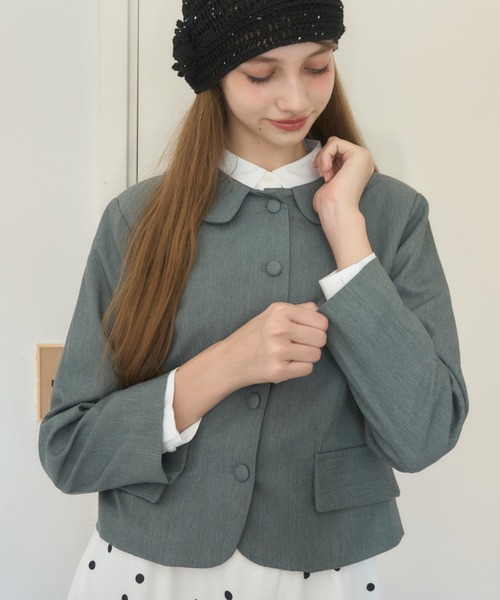Birthday room（バースデイルーム）の「丸襟ジャケット/round-collar jacket（テーラードジャケット・レディース・グレー・FREE）」の5枚目の写真