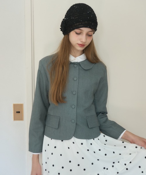 Birthday room（バースデイルーム）の「丸襟ジャケット/round-collar jacket（テーラードジャケット・レディース・グレー・FREE）」の7枚目の写真