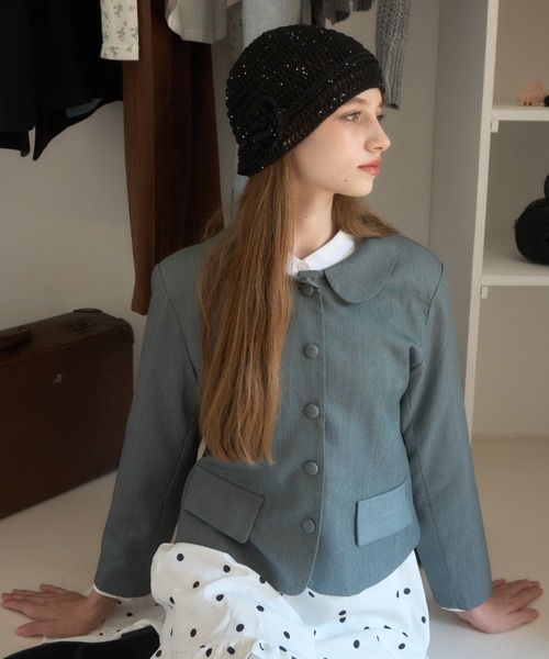 Birthday room（バースデイルーム）の「丸襟ジャケット/round-collar jacket（テーラードジャケット・レディース・グレー・FREE）」の3枚目の写真