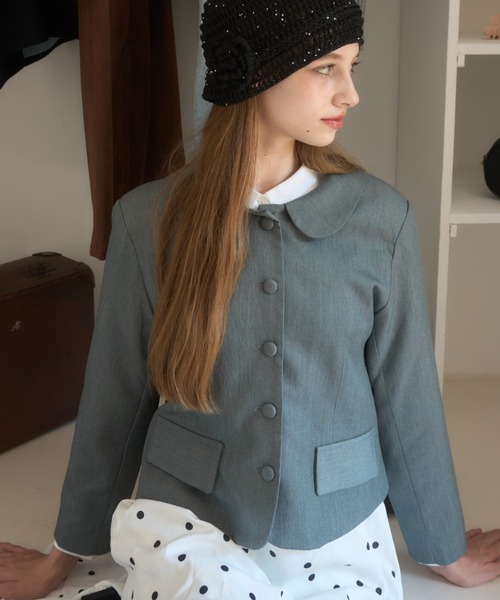 Birthday room（バースデイルーム）の「丸襟ジャケット/round-collar jacket（テーラードジャケット・レディース・グレー・FREE）」の8枚目の写真