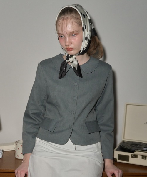 Birthday room（バースデイルーム）の「丸襟ジャケット/round-collar jacket（テーラードジャケット・レディース・グレー・FREE）」の12枚目の写真