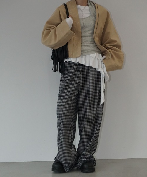 chuclla（チュクラ）の「デザインステッチ ノーカラーブルゾン chw25a073（ブルゾン・レディース・ベージュ・FREE）」の2枚目の写真