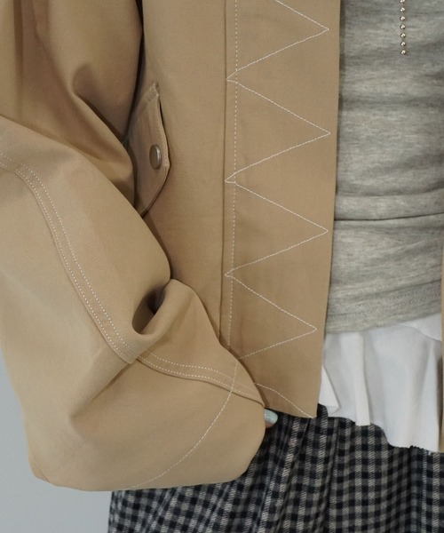 chuclla（チュクラ）の「デザインステッチ ノーカラーブルゾン chw25a073（ブルゾン・レディース・ベージュ・FREE）」の5枚目の写真